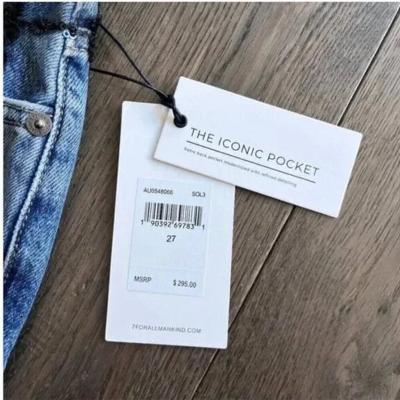 7 For All Mankind Dojo High Rise Flare Trouser Jeans Size 27 Lace Embroidery NWT - Picture 2 of 9